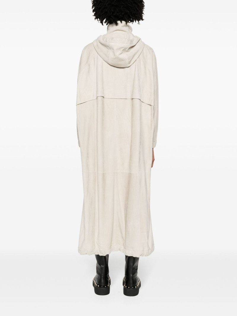 hooded suede trench coat 4