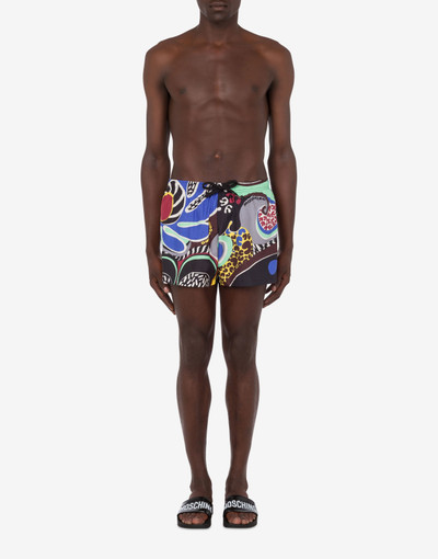 Moschino PSYCHEDELIC PRINT NYLON SWIM TRUNKS outlook