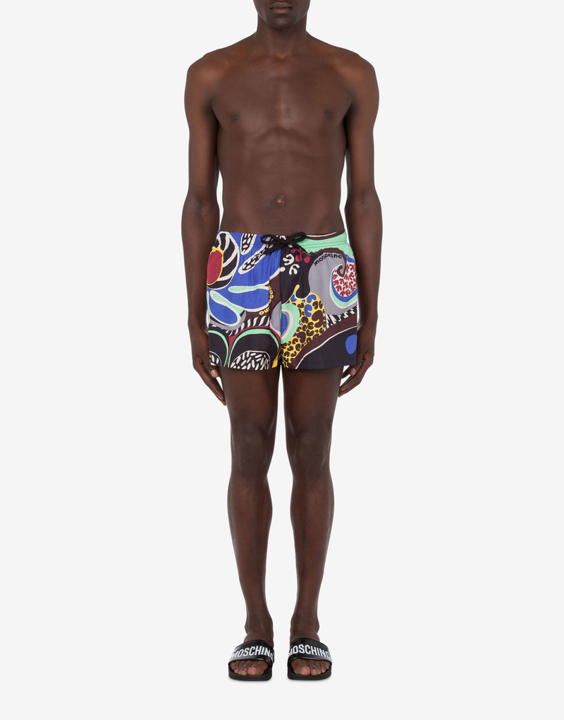 Moschino PSYCHEDELIC PRINT NYLON SWIM TRUNKS outlook