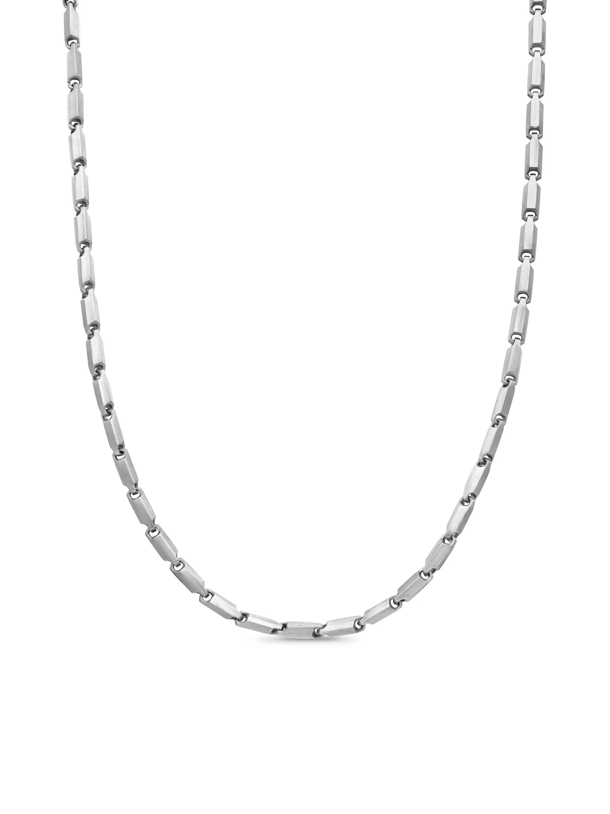 Men's Faceted Link Necklace in Sterling Silver - Silver - 1