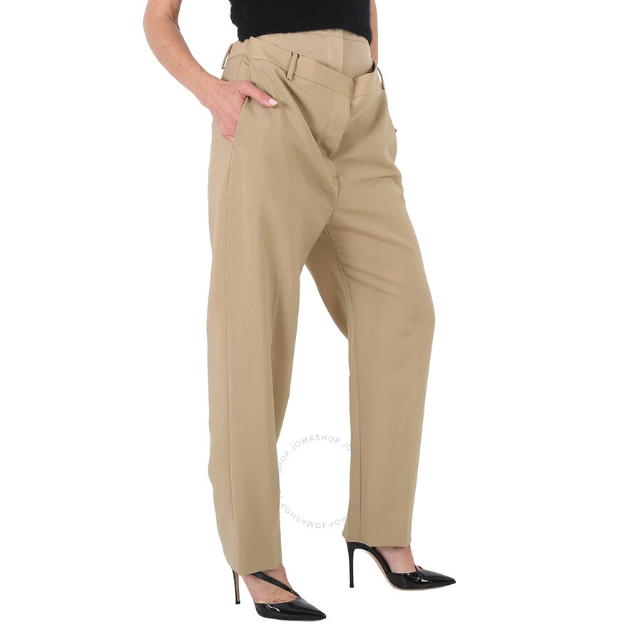 Burberry Runway Ladies Beige Trousers With Double Waist - 5