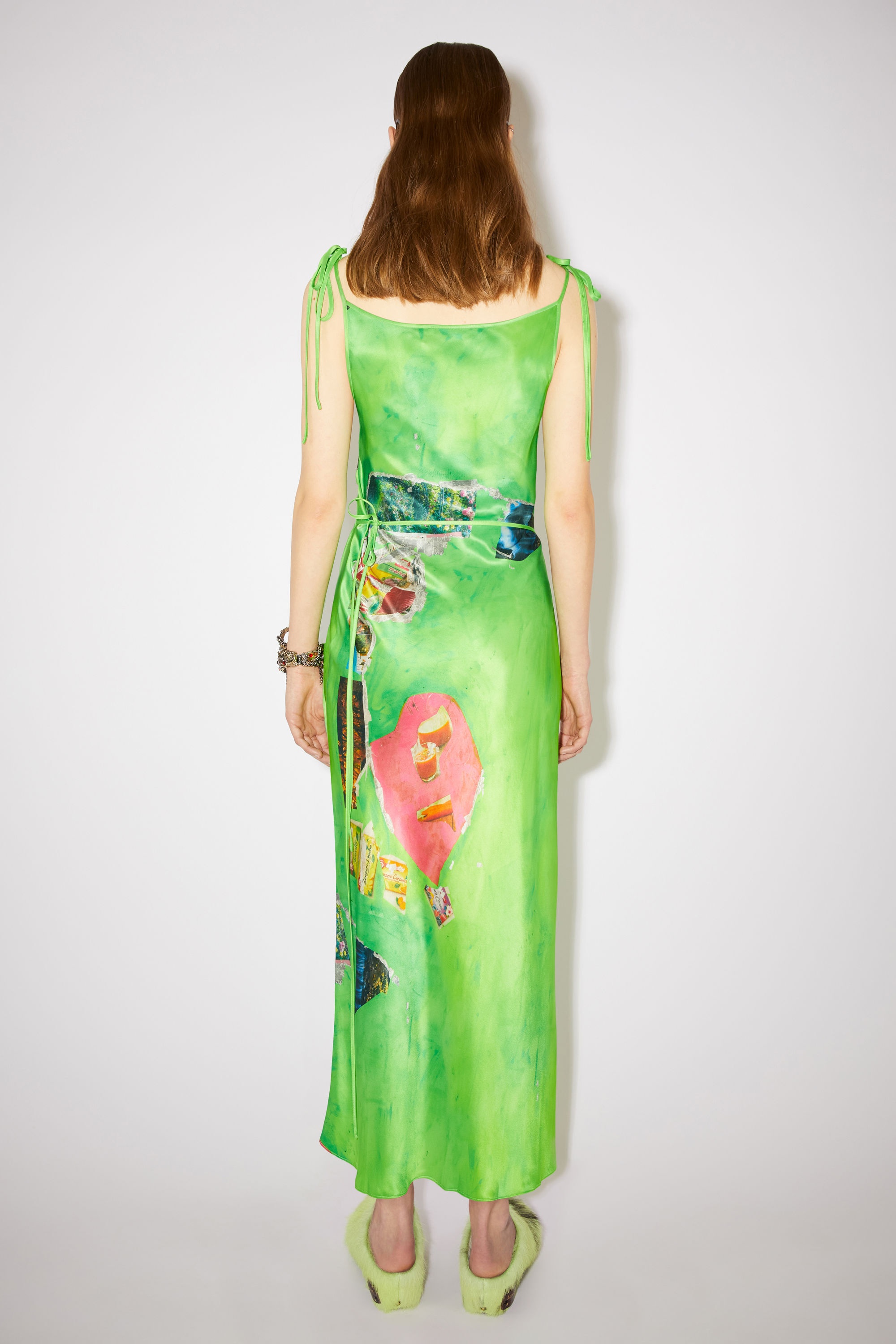 Digital print satin dress - Green/multi - 3