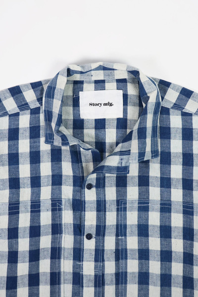 Story mfg. Work Shirt - Indigo Gingham Wonky-Wear outlook