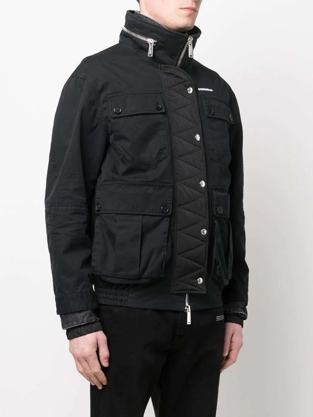 logo-print quilted jacket - 3