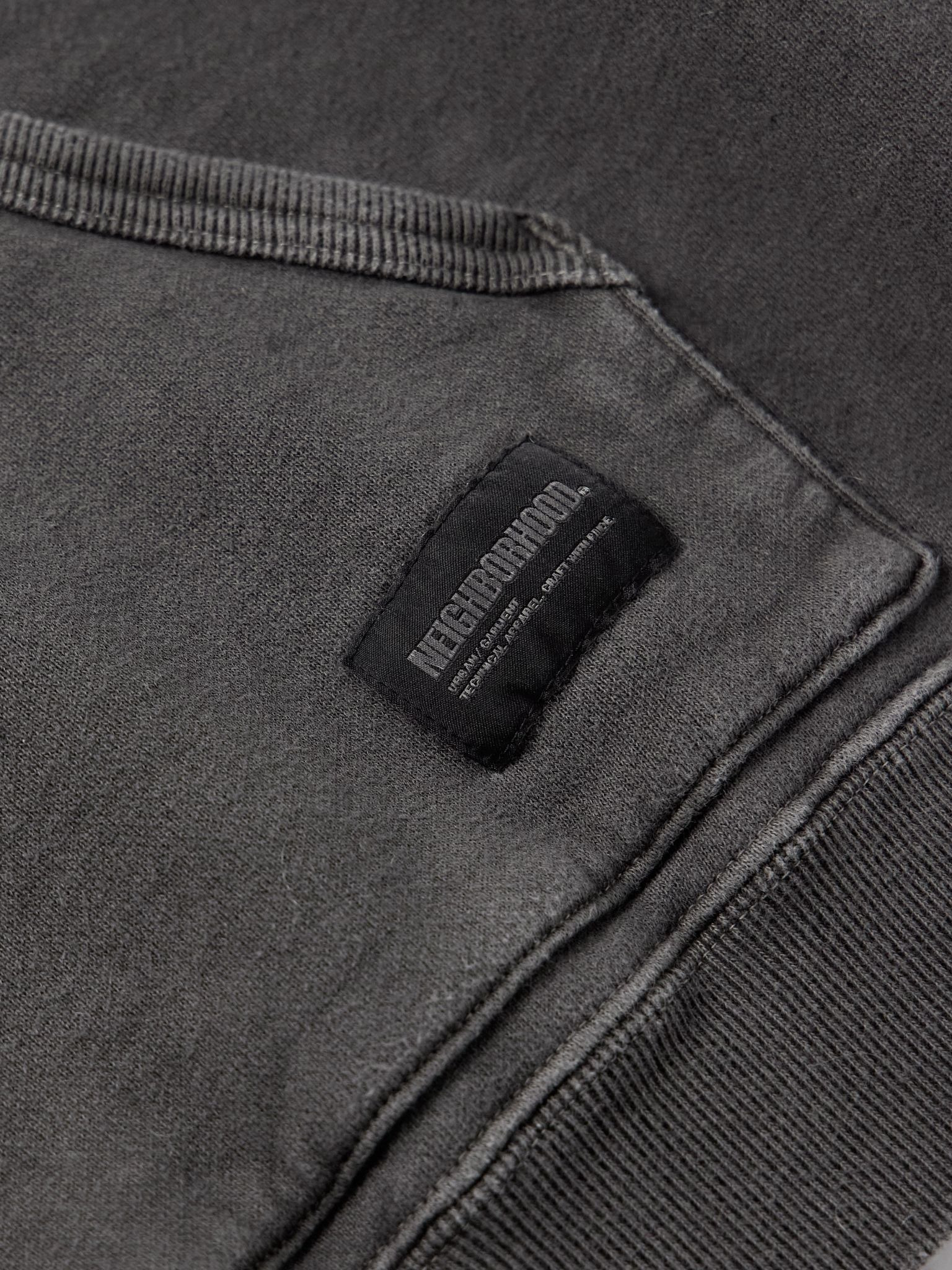 Pigment-Dyed Logo-Appliquéd Cotton-Jersey Hoodie Black - 4