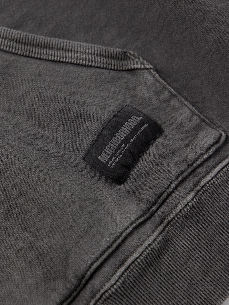 Pigment-Dyed Logo-Appliquéd Cotton-Jersey Hoodie Black 4