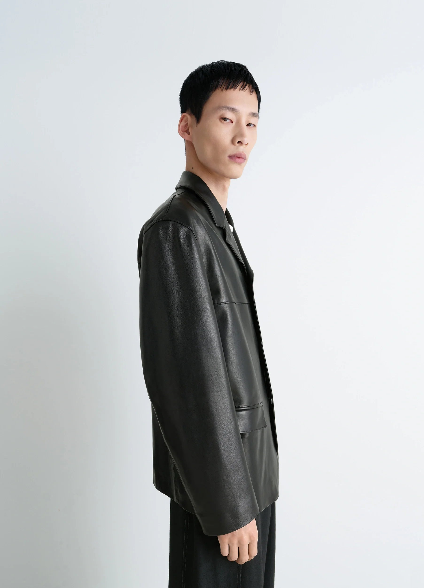 LEATHER SINGLE BREASTED JACKET - 6