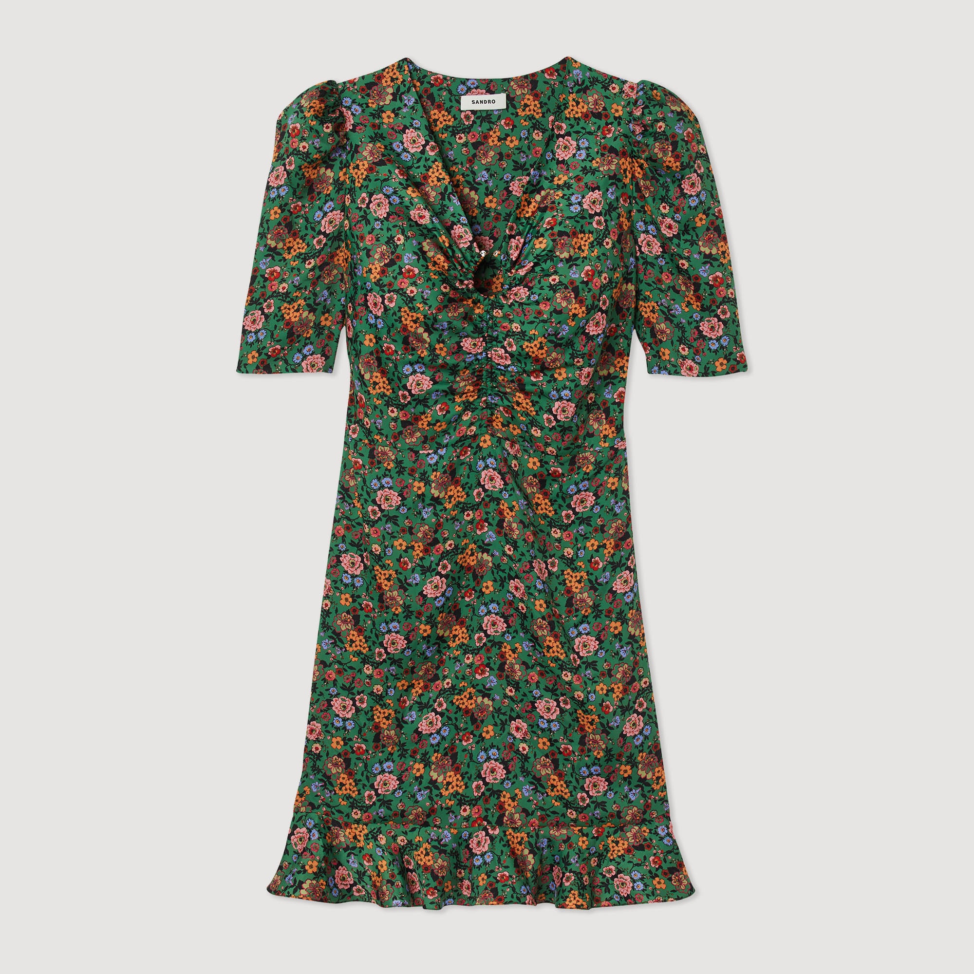 Short dress with Autumn Flowers print - 1