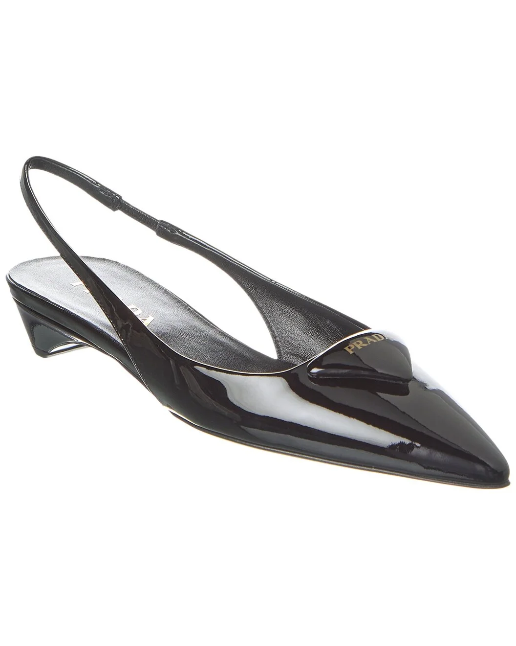 Prada Logo Patent Pointy-Toe Slingback Pump - 1