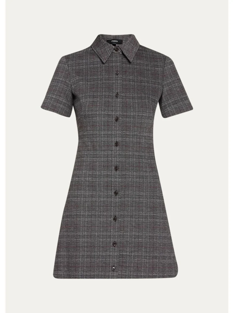 Easy A-Line Glen Plaid Mini Dress - 1