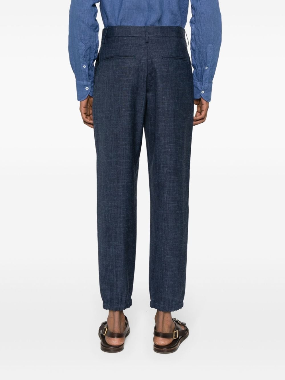 chambray wool-blend trousers - 4
