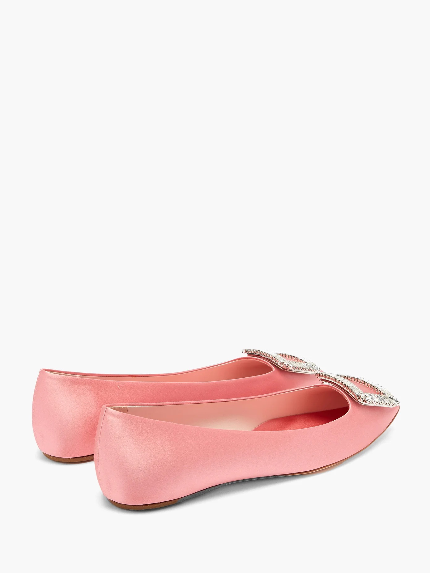 Trompette crystal-buckle satin ballerina flats - 4