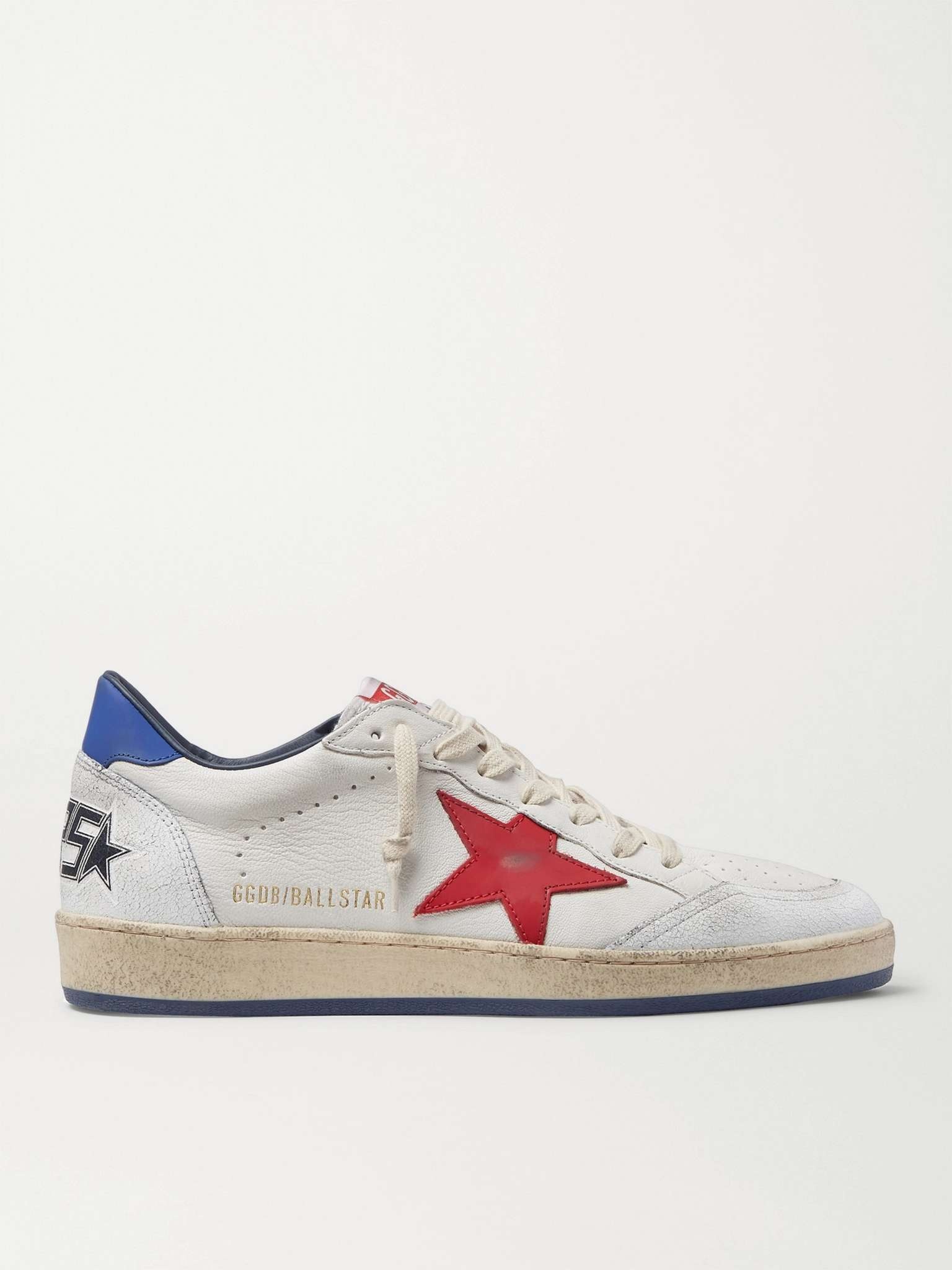 Ball Star Distressed Leather Sneakers - 1