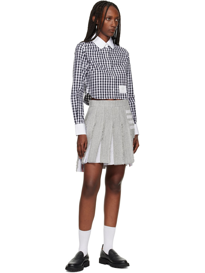 Thom Browne Black & White Classic Cropped Round Collar Shirt outlook