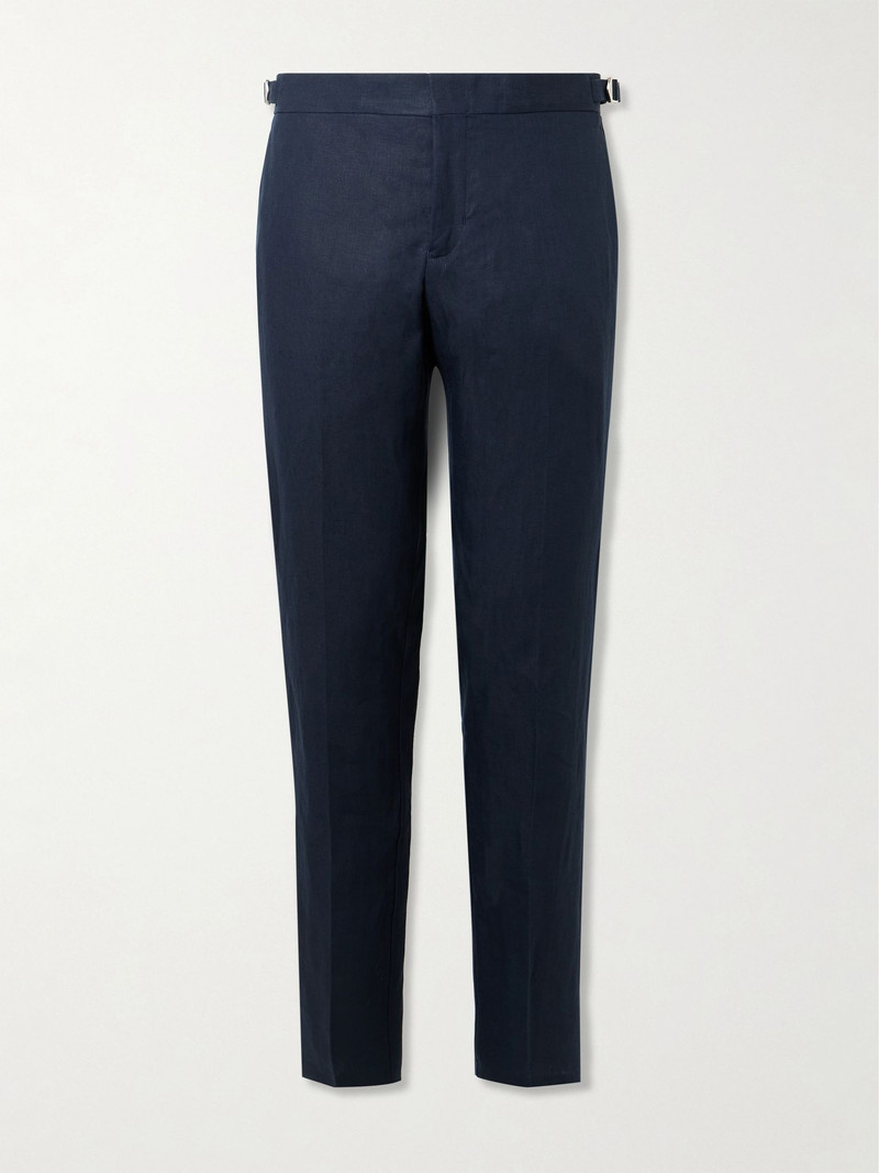 Griffon Tapered Linen Trousers Navy 1