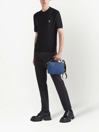 Prada embroidered-logo wool T-shirt outlook