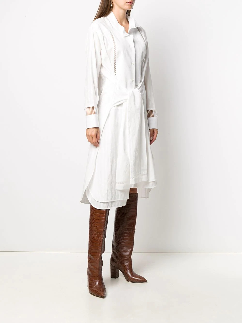 asymmetric midi shirt dress - 3