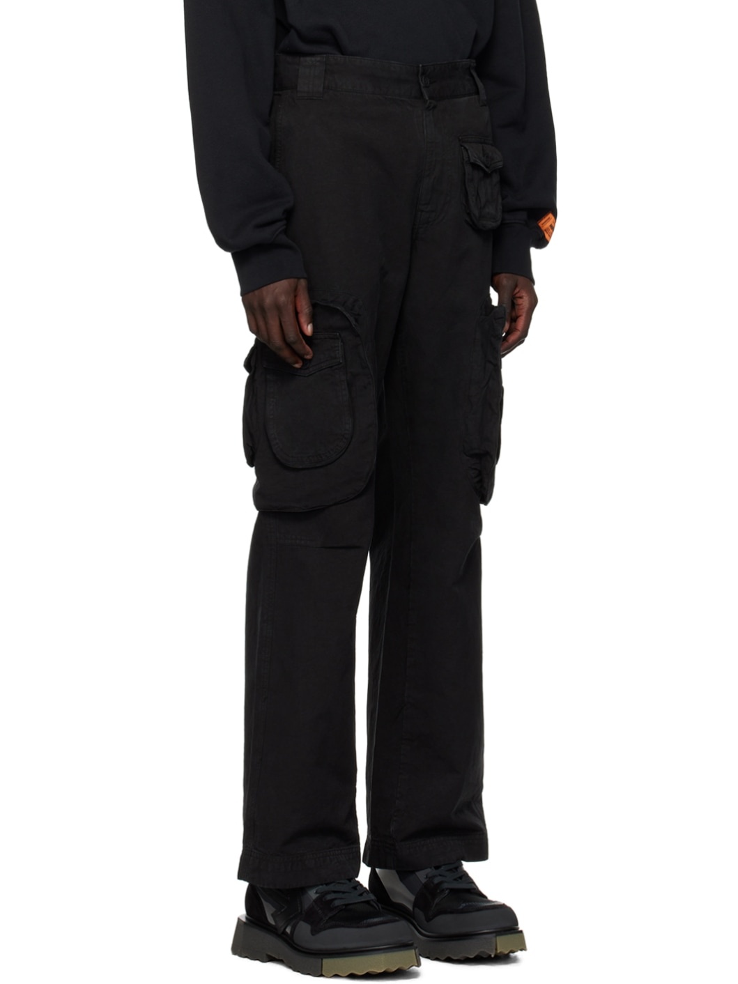 Black Button Cargo Pants - 2