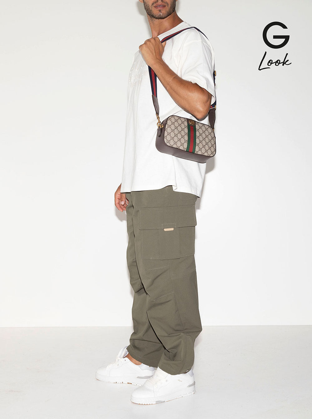 Gucci Men 'Ophidia Gg Small' Beige And Ebony Crossbody Bag With Web Detail In Gg Supreme Canvas Man - 5