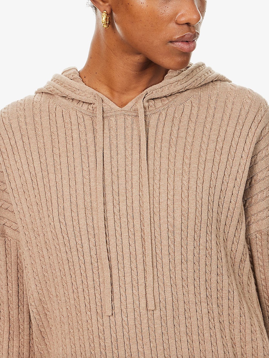 Cable-knit long-sleeve cotton and cashmere hoody - 5