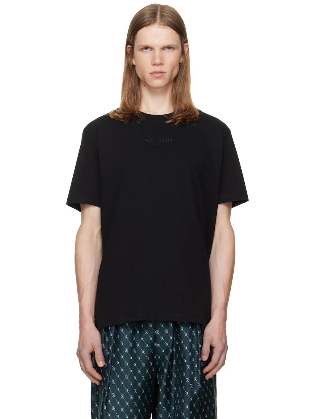 Black Embroidered 'Balmain Paris' T-shirt - 1