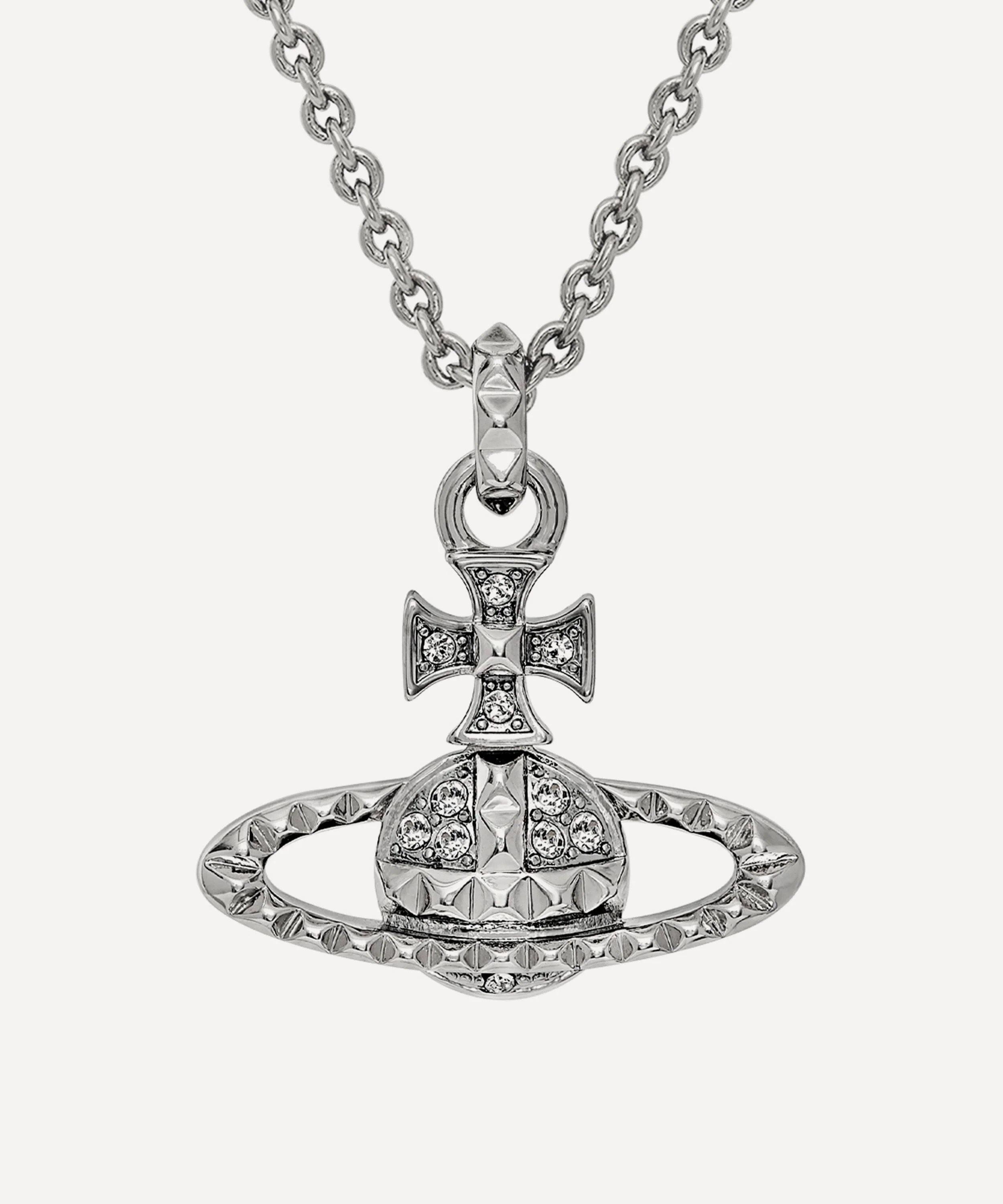 Silver-Tone Mayfair Bas Relief Pendant Necklace - 1