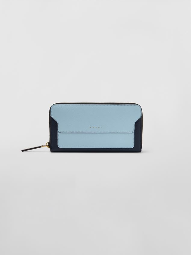 RECTANGULAR ZIP-AROUND WALLET IN THREE-COLOURED SAFFIANO LEATHER - 1