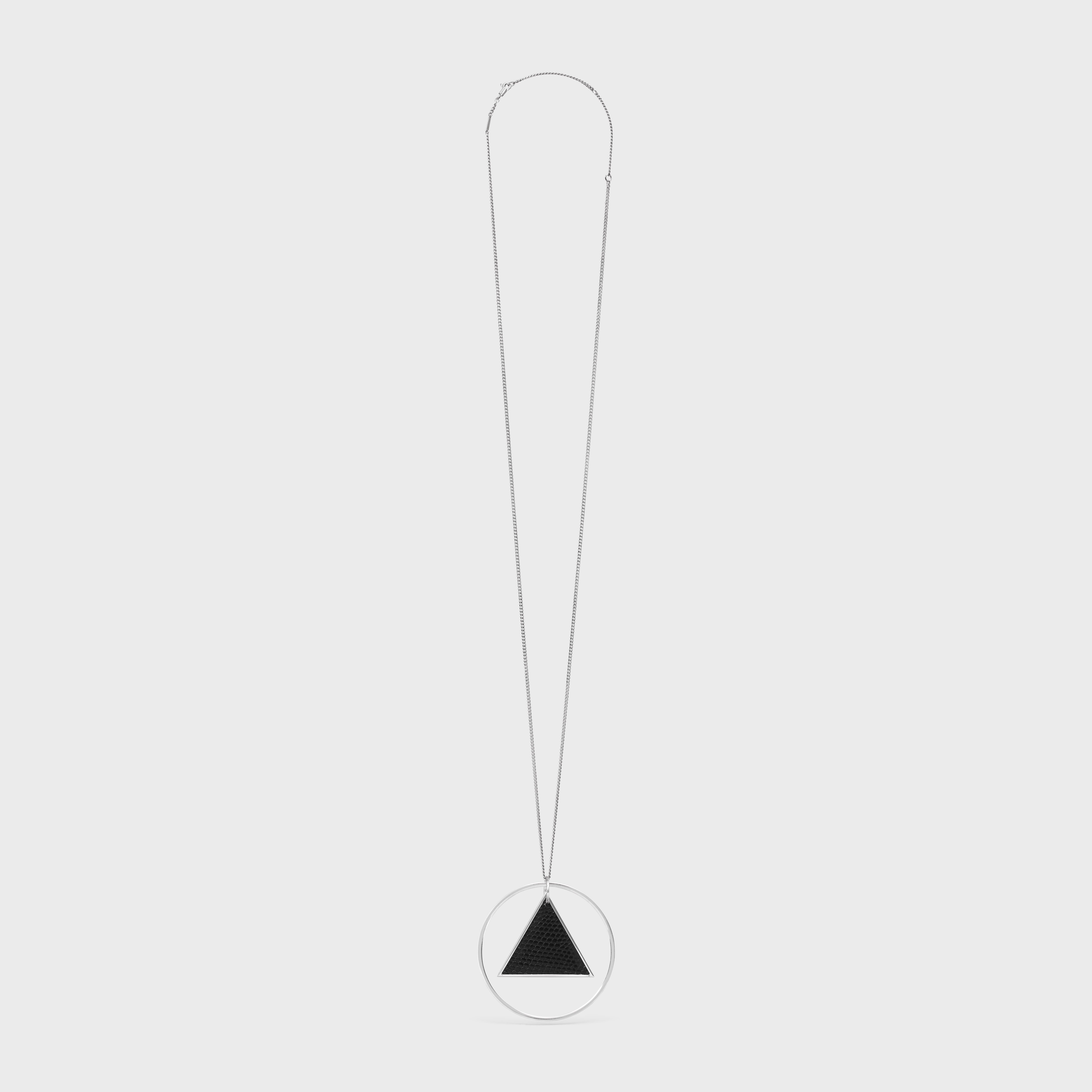 Celine Symboles Triangle Necklace in Sterling Silver with Rhodium Finish and Lizard - 1