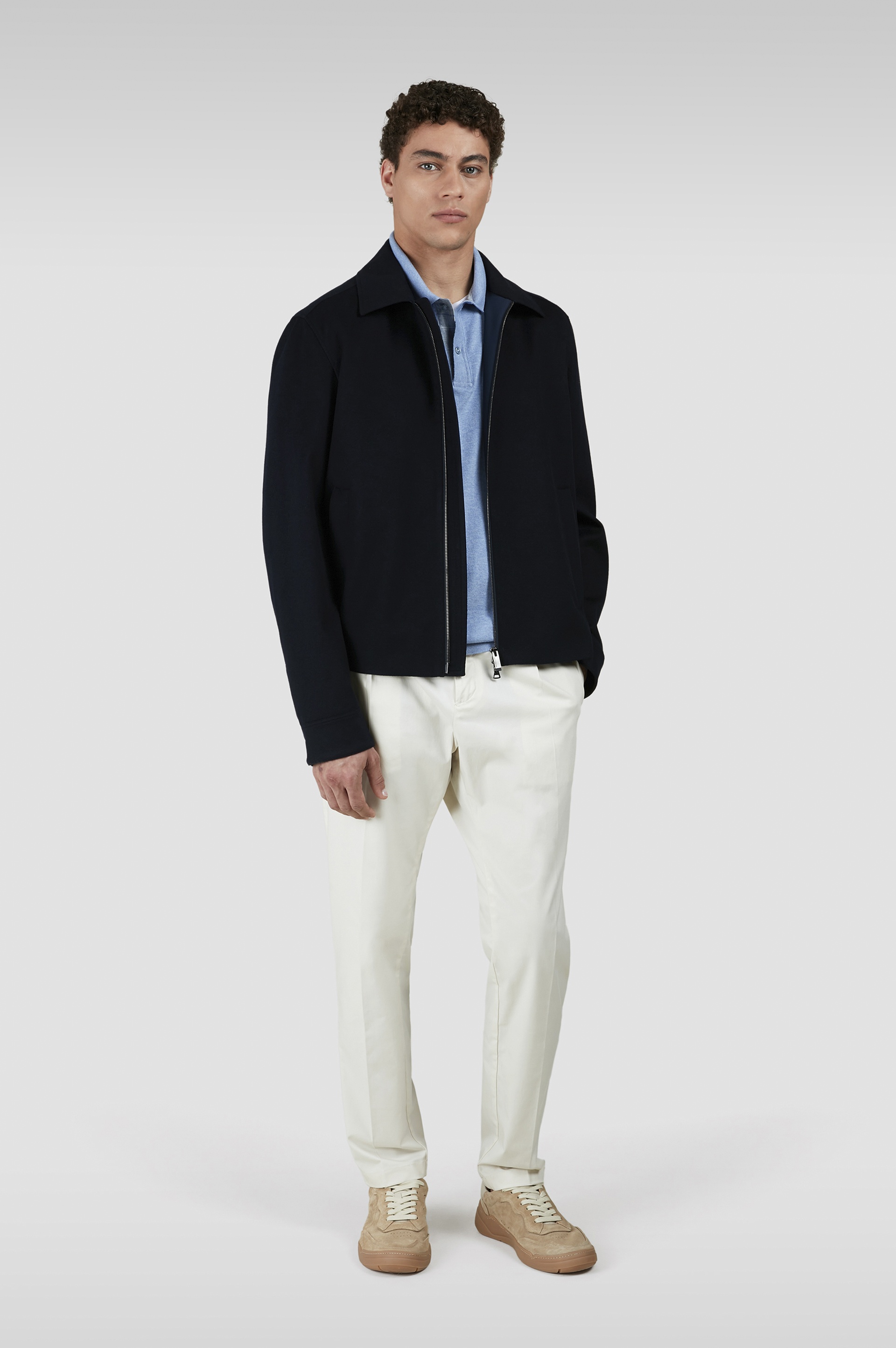 CASHMERE SHACKET WITH LEATHER TRIMS - 2
