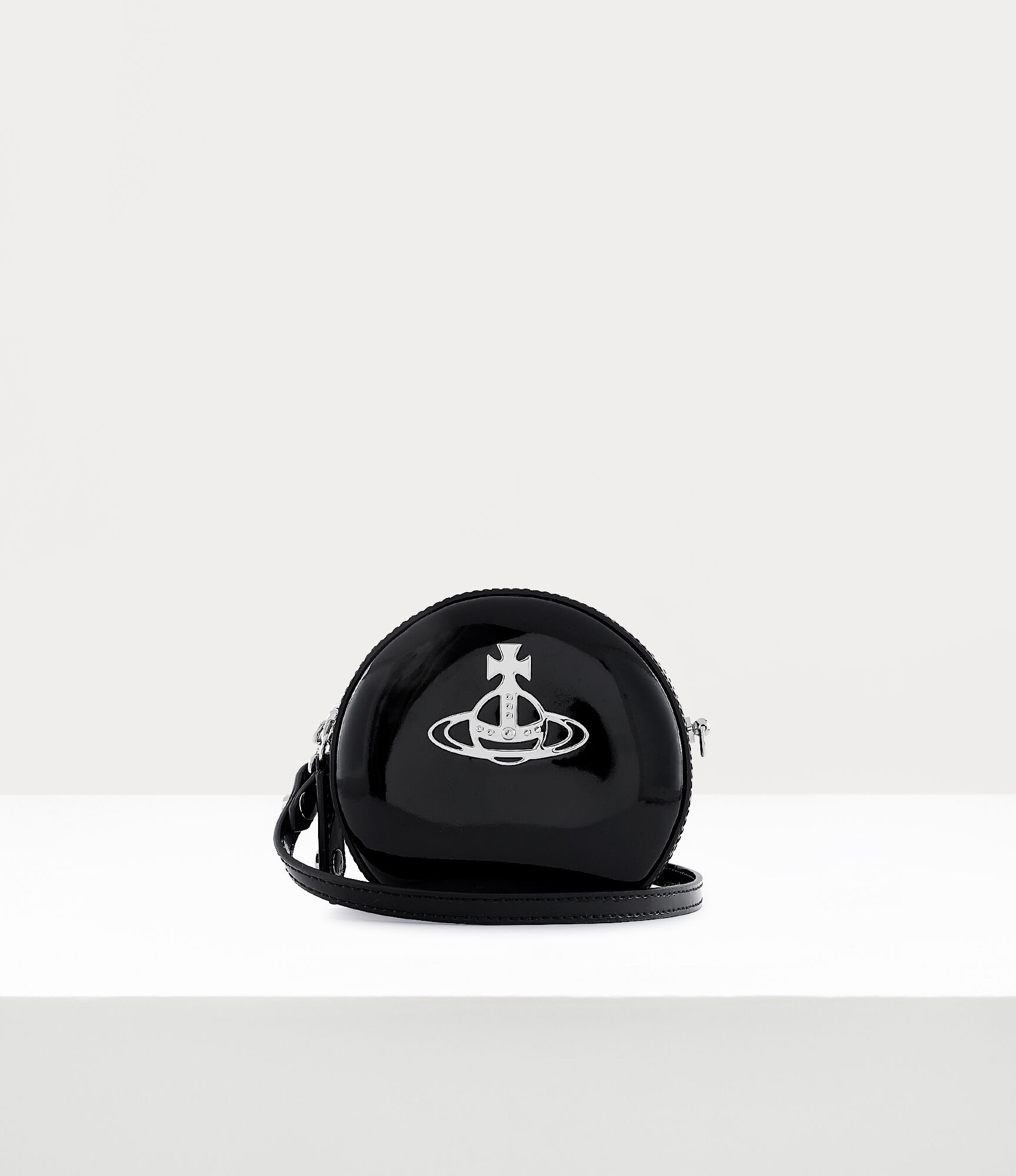 SHINY PATENT MINI ROUND CROSSBODY BAG - 1