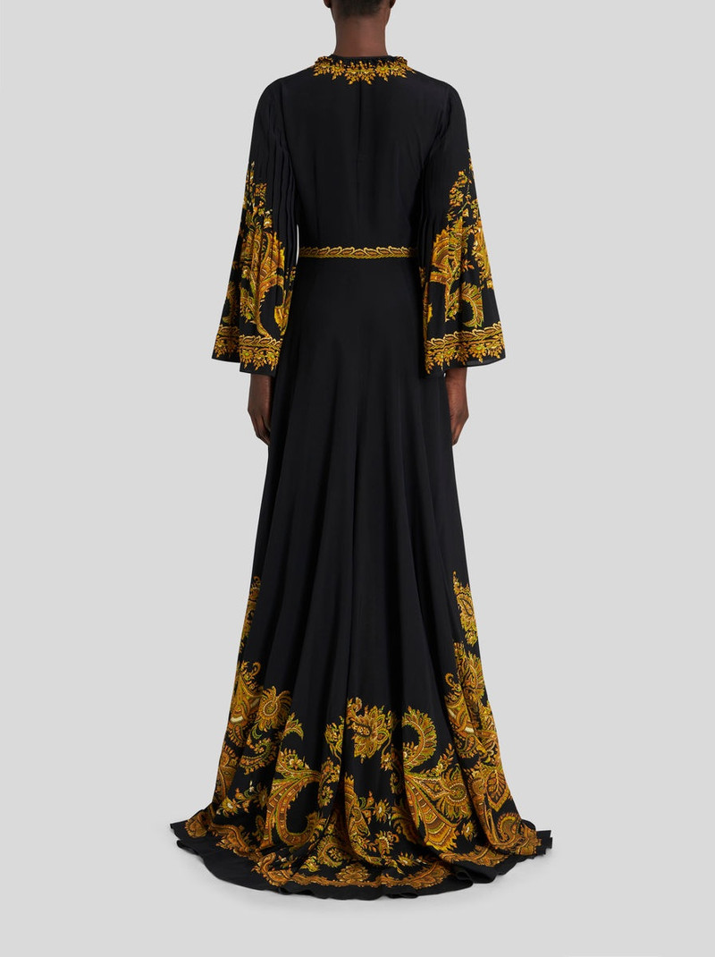 LONG SILK DRESS WITH PLEATED SLEEVES 4