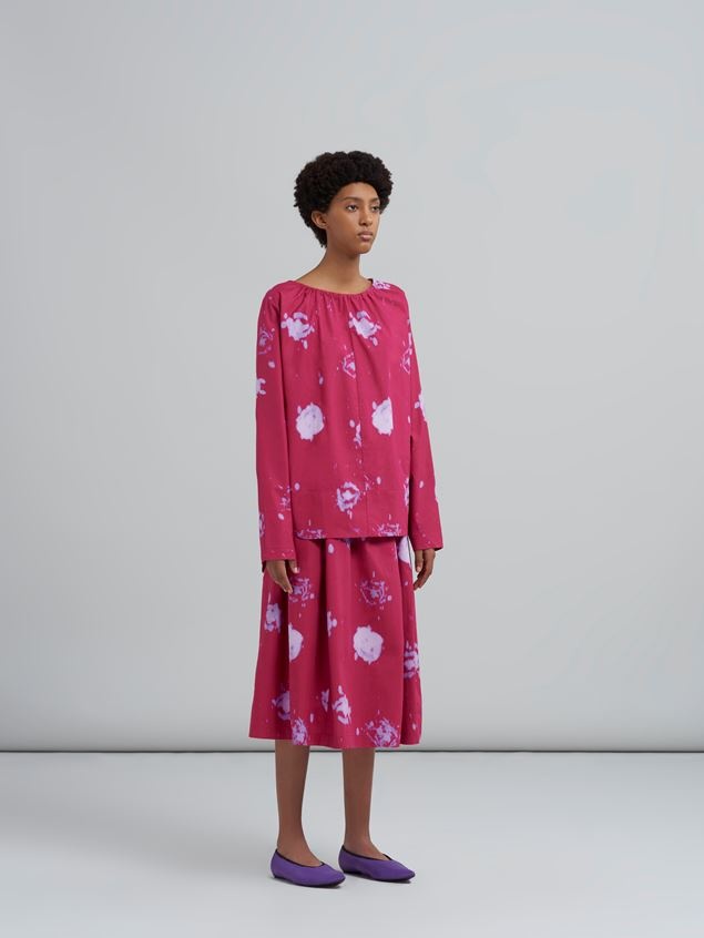FADED ROSES PRINT POPLIN SKIRT - 2