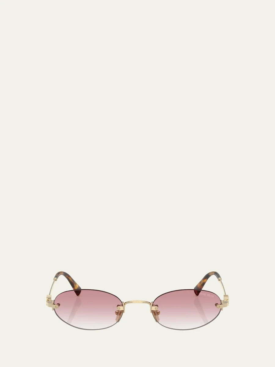 Logo Metal Oval Sunglasses - 1