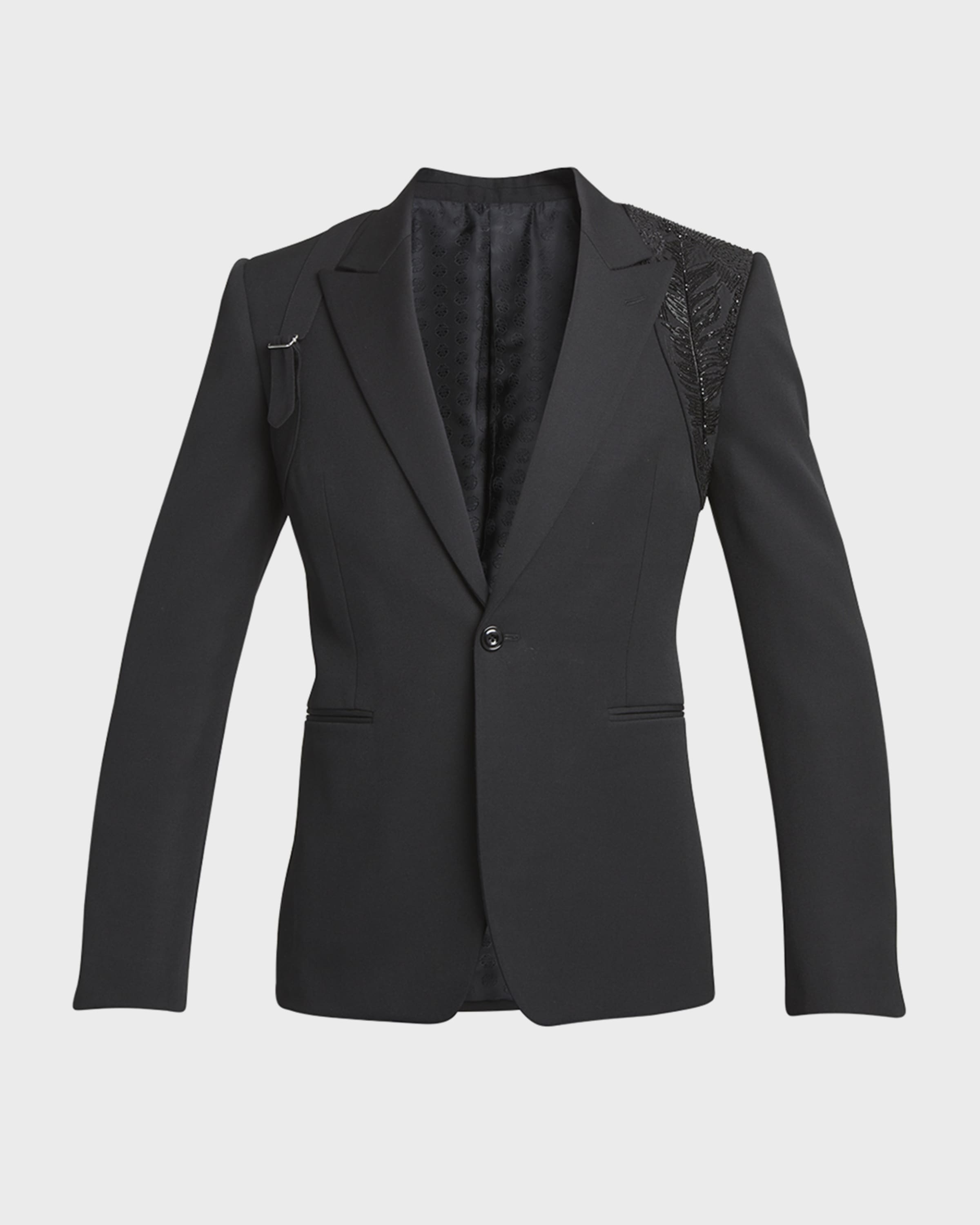 Men's Grain de Poudre Crystal Harness Tuxedo Jacket - 1