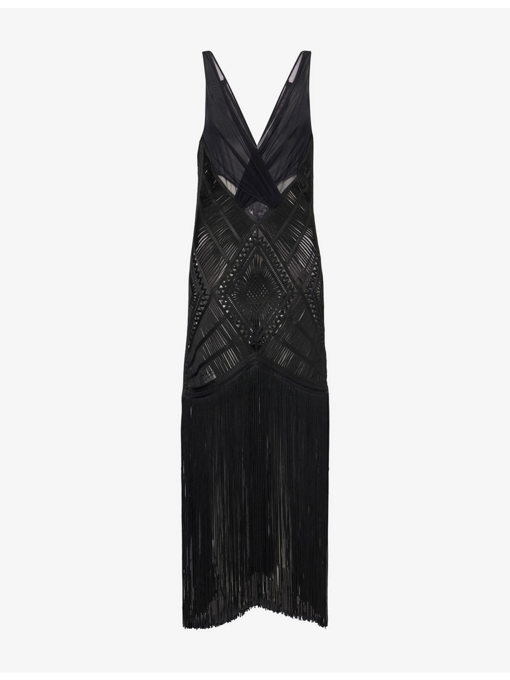 Fringed Embroidered Woven Midi Dress - 1