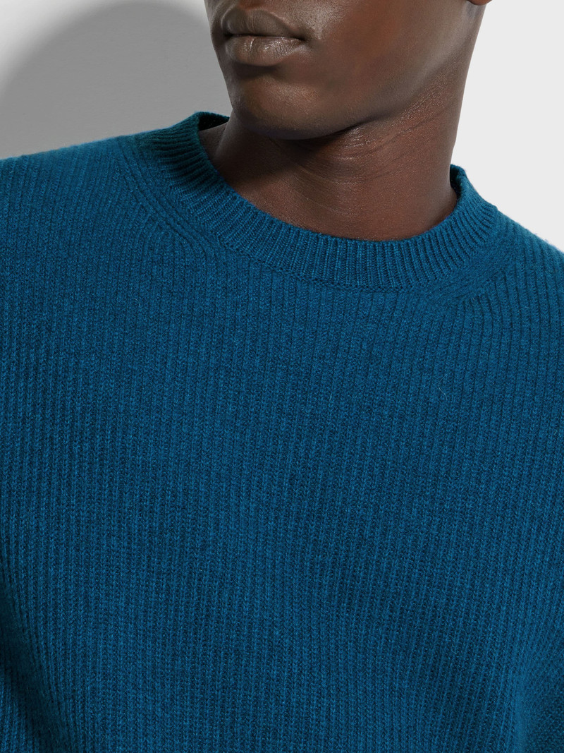 ZEGNA BRIGHT TEAL BLUE OASI CASHMERE CREWNECK outlook
