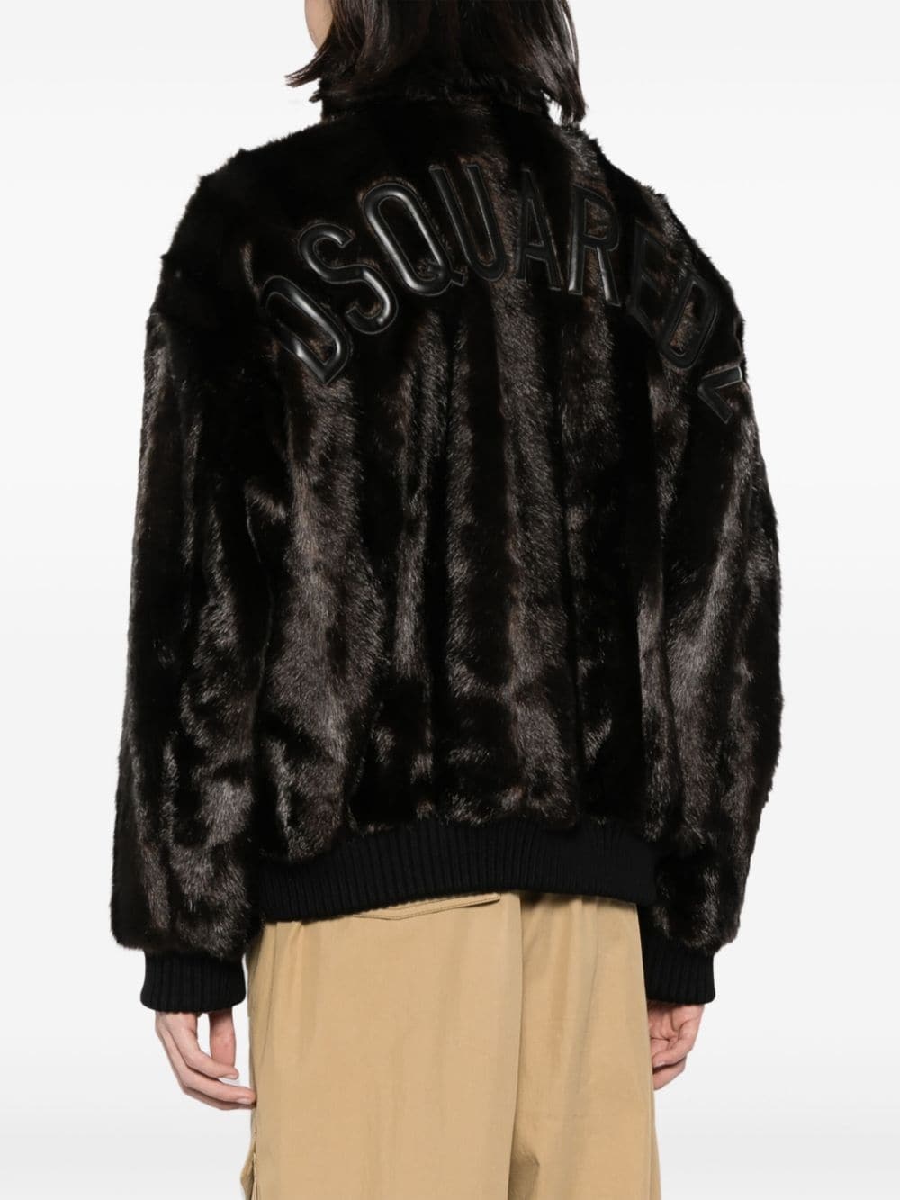 logo-appliquÃ© faux-fur jacket - 3