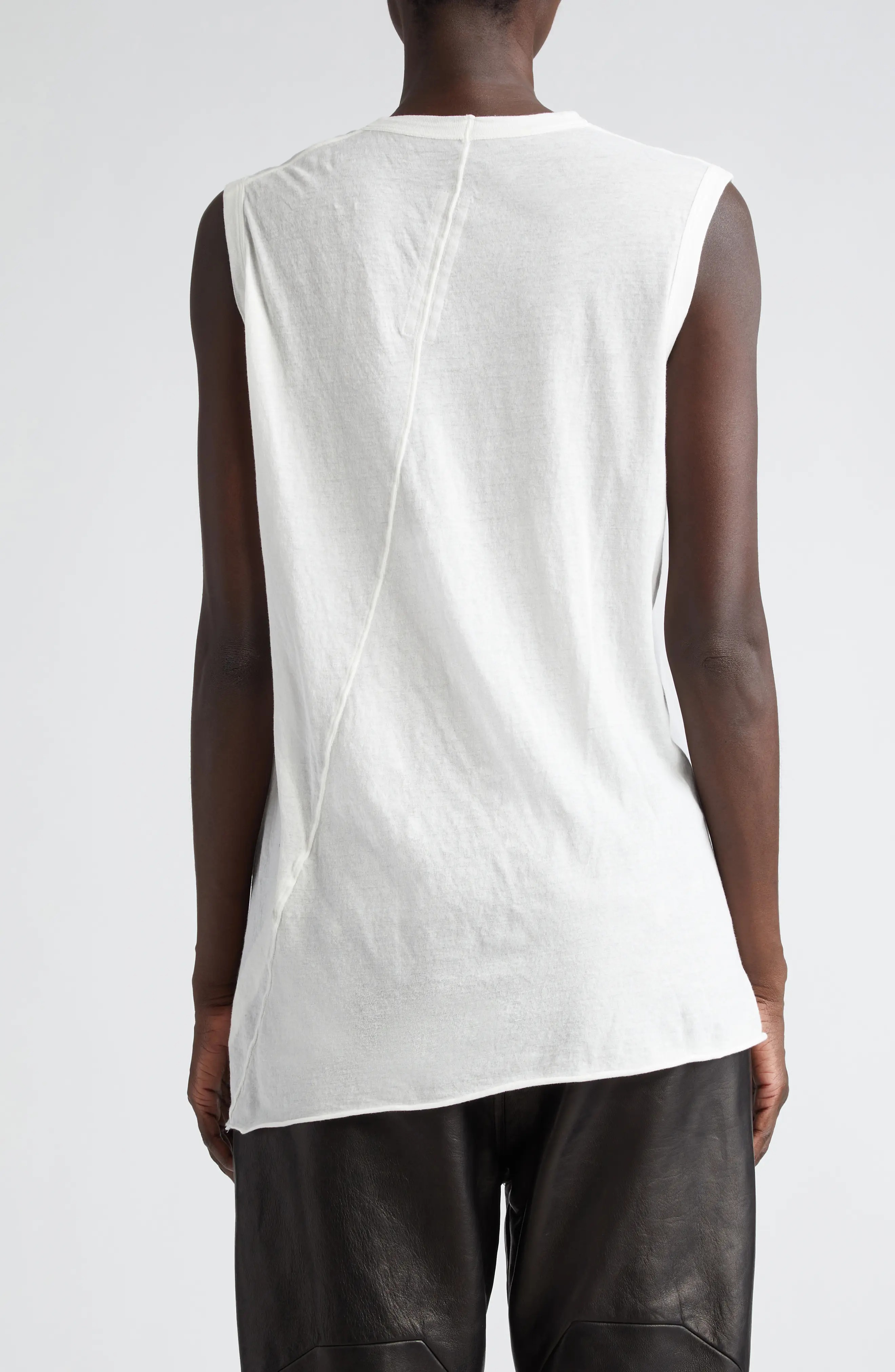 Semisheer U-Neck Cotton Jersey Tank - 3