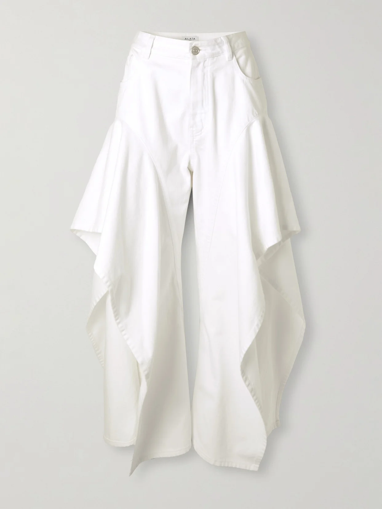 Ruffled Mid-rise Wide-leg Jeans - 1