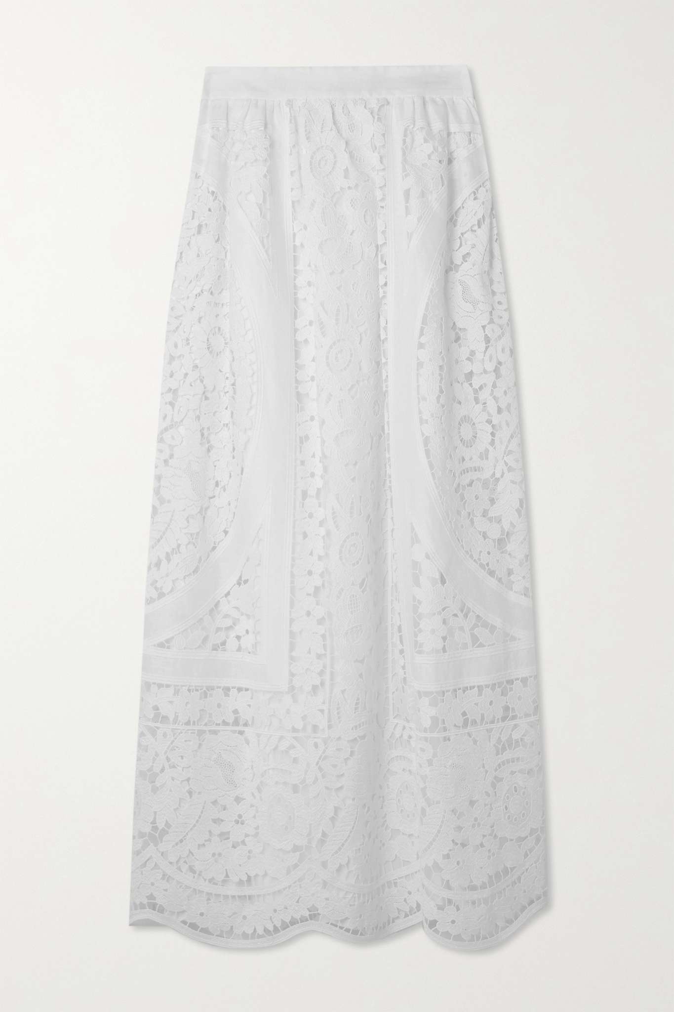 Linen-blend corded lace maxi skirt - 1