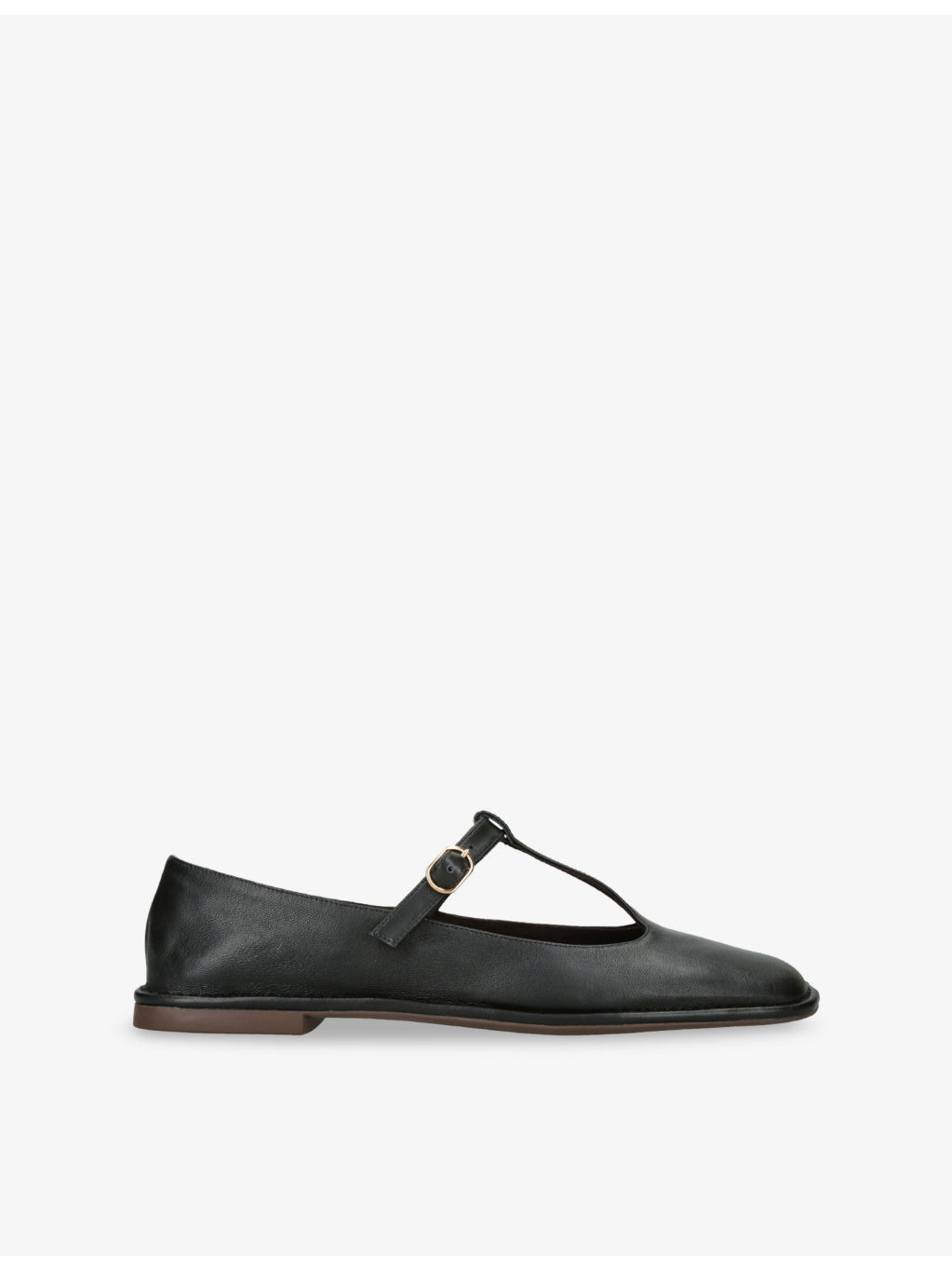 Square T-Bar Leather Pumps - 1