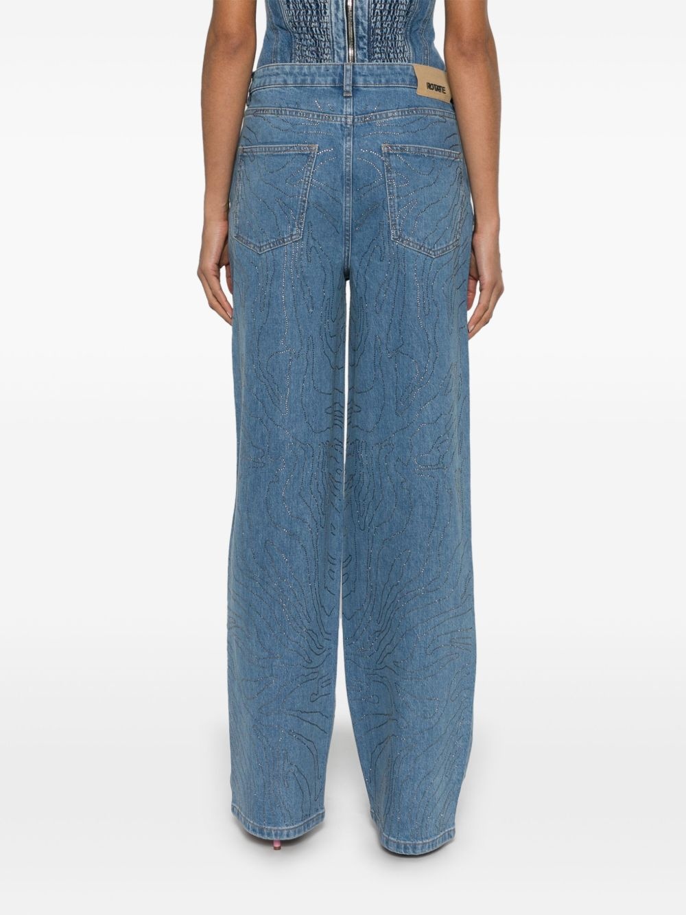 rhinestone-embellished wide-leg jeans - 4