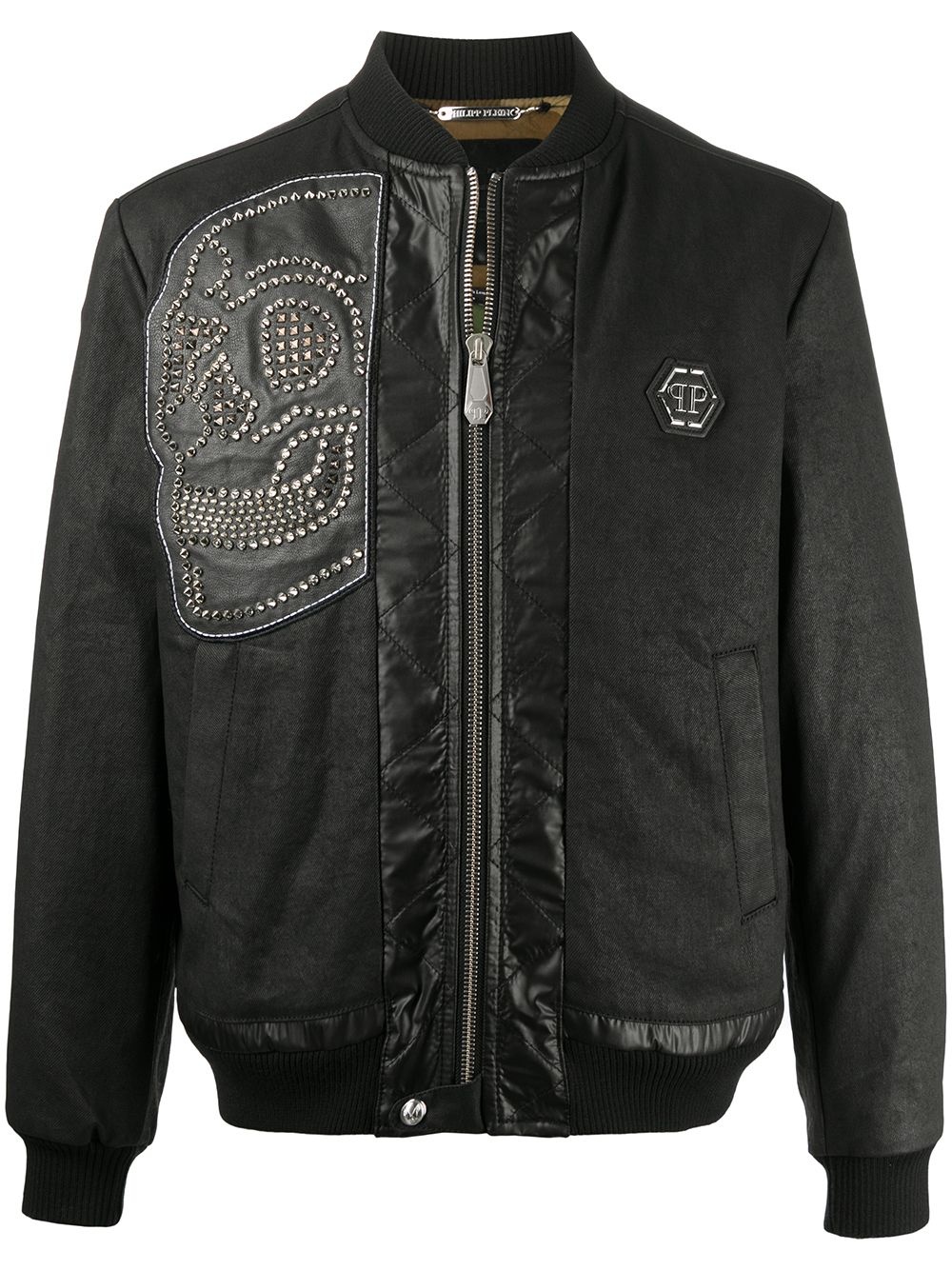 outline skull bomber jacket  - 1