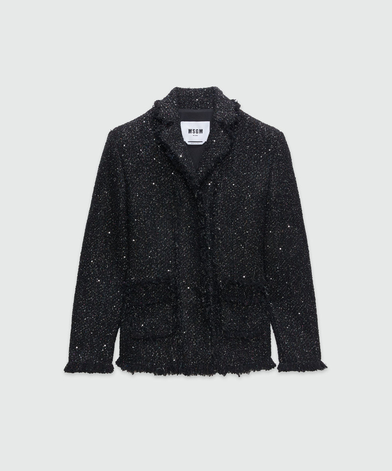Lurex tweed jacket with fringed edges 1
