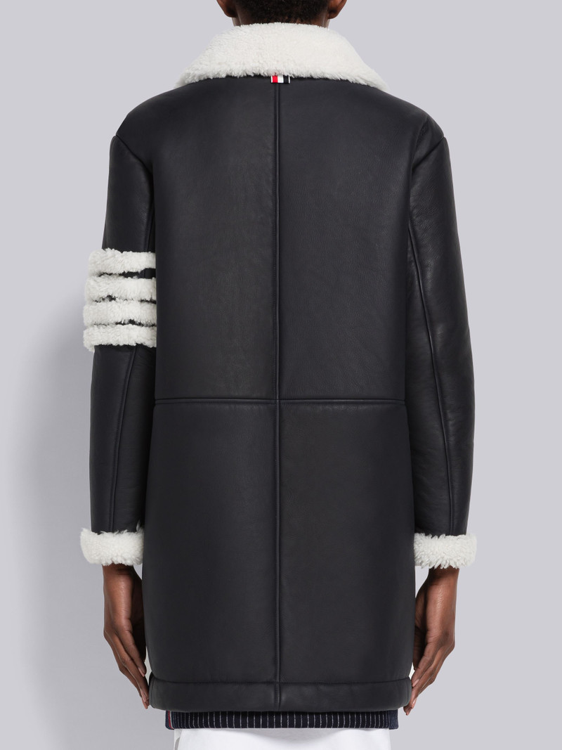 Reversed Shearling 4-Bar Round Collar Overcoat 3