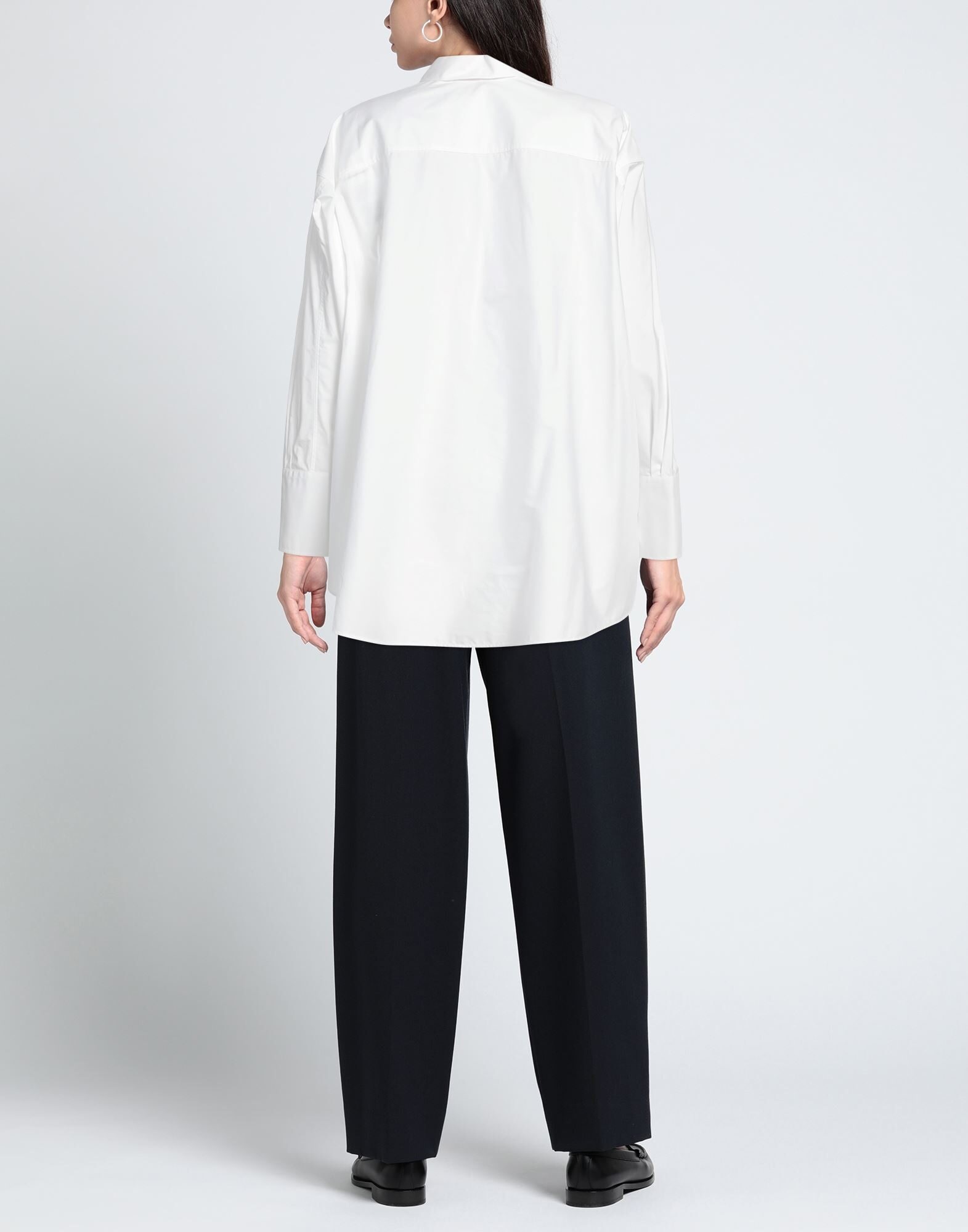 White Women's Solid Color Shirts & Blouses - 3