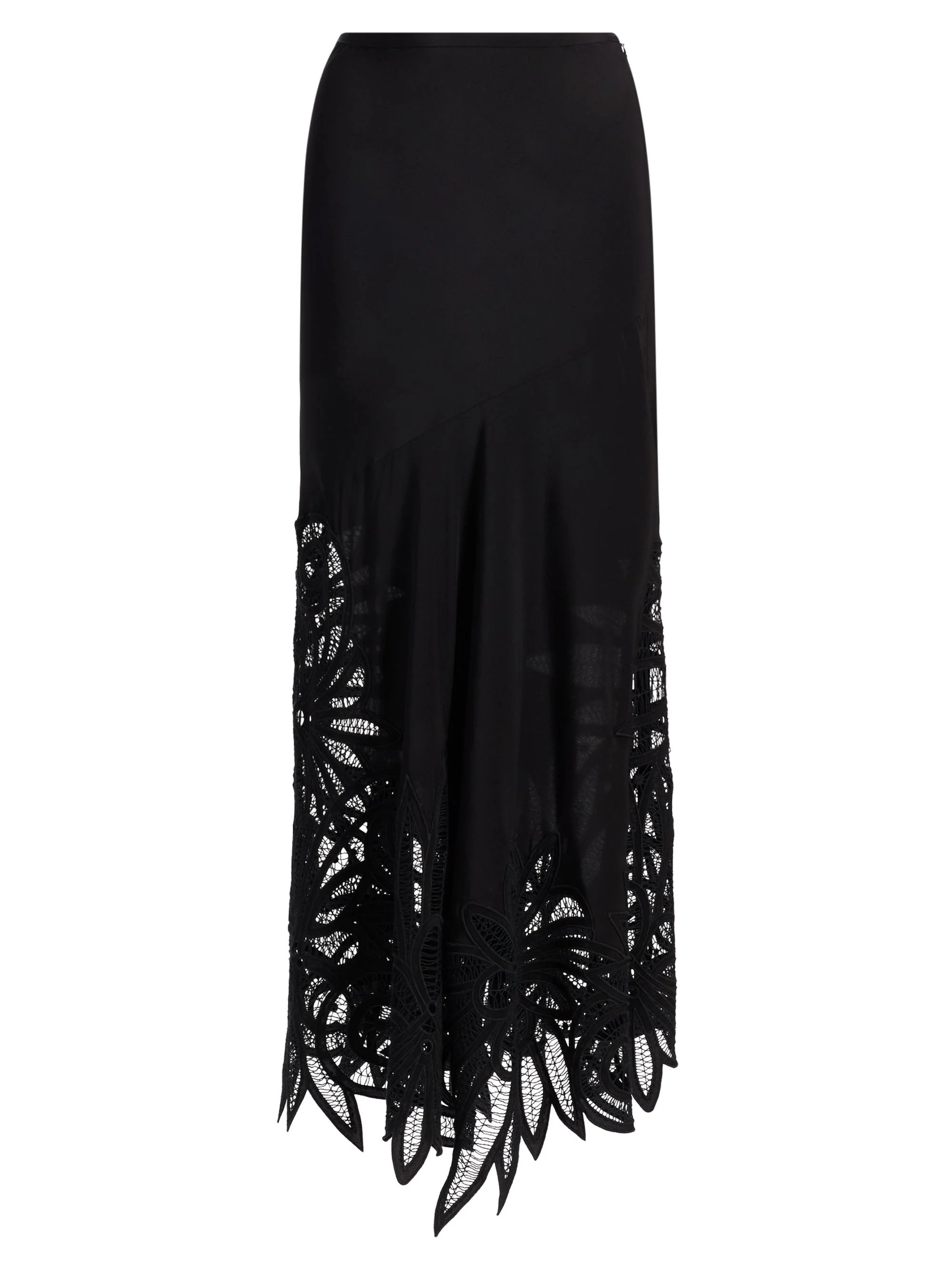 Women's Oona Silk Lace-Hem Maxi Skirt - Noir - 1
