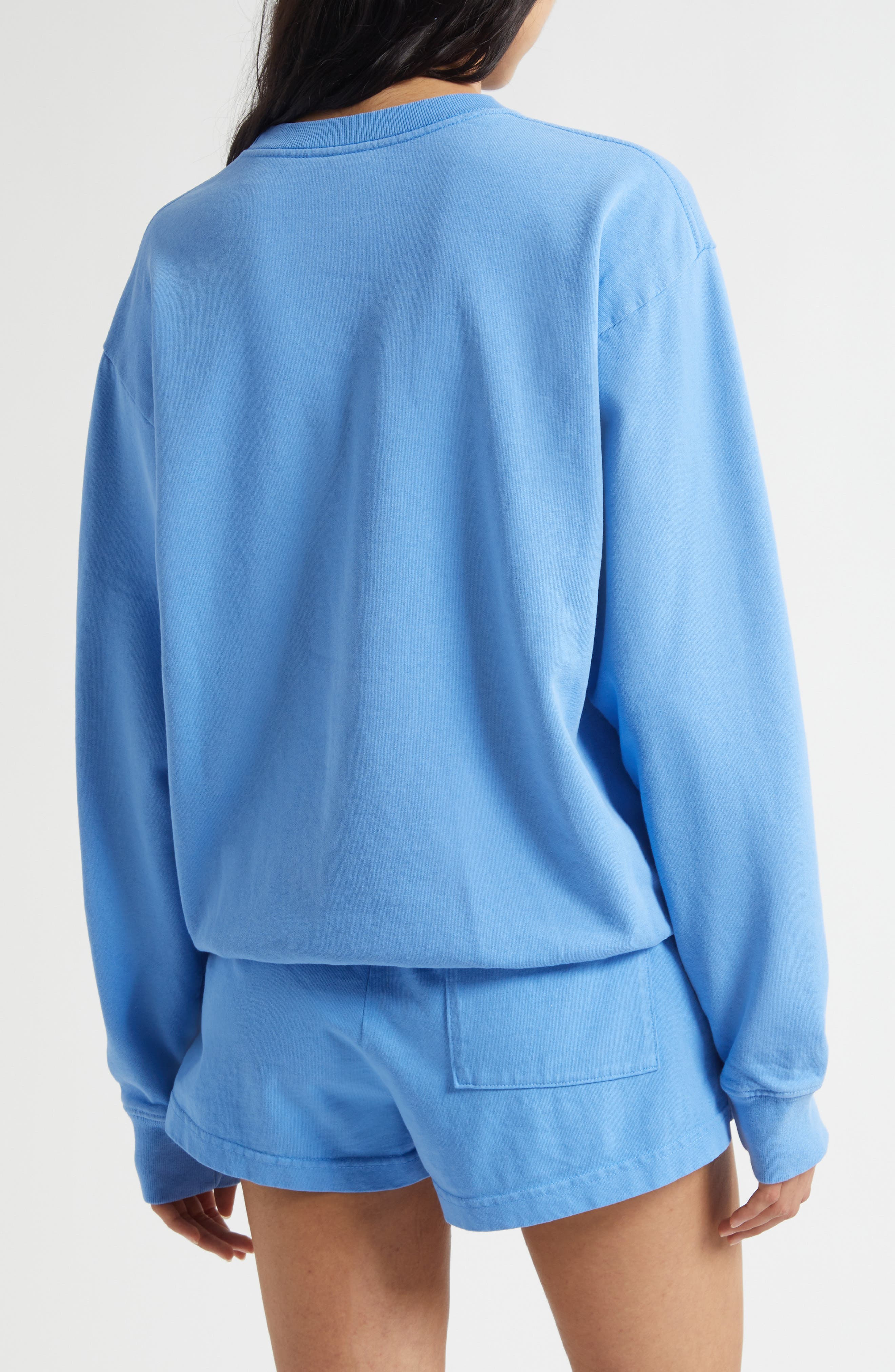 Sporty & Rich Wellness Ivy Cotton Graphic Sweatshirt in Flax Blue at Nordstrom - 3