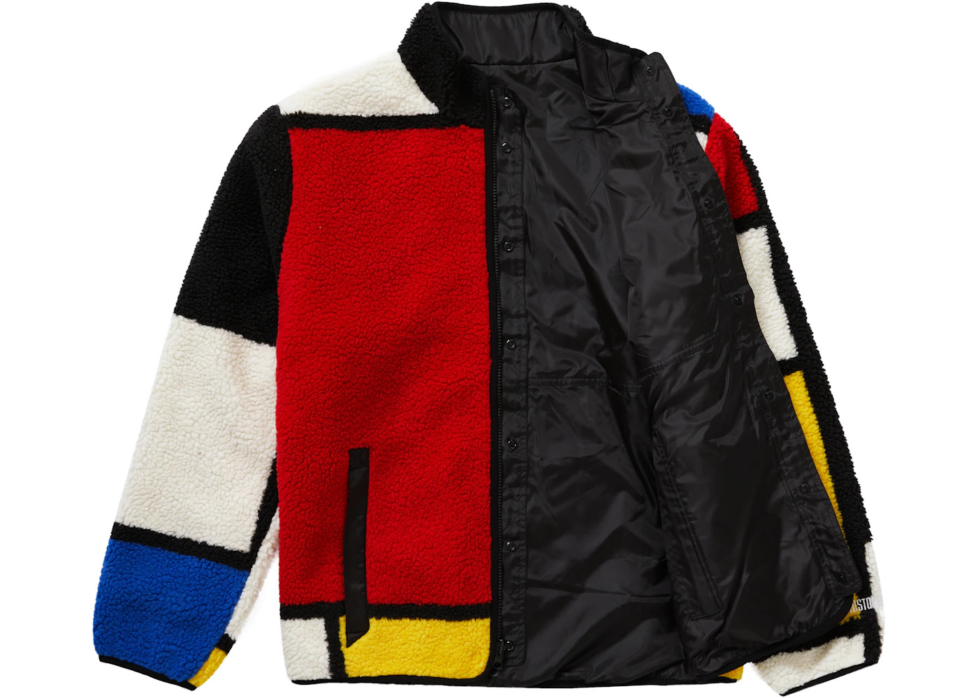 Supreme Reversible Colorblocked Fleece Jacket Red - 3