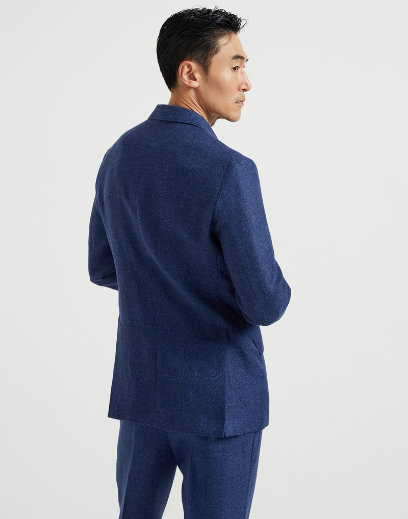 Brunello Cucinelli Linen, wool and silk diagonal deconstructed Cavallo blazer outlook